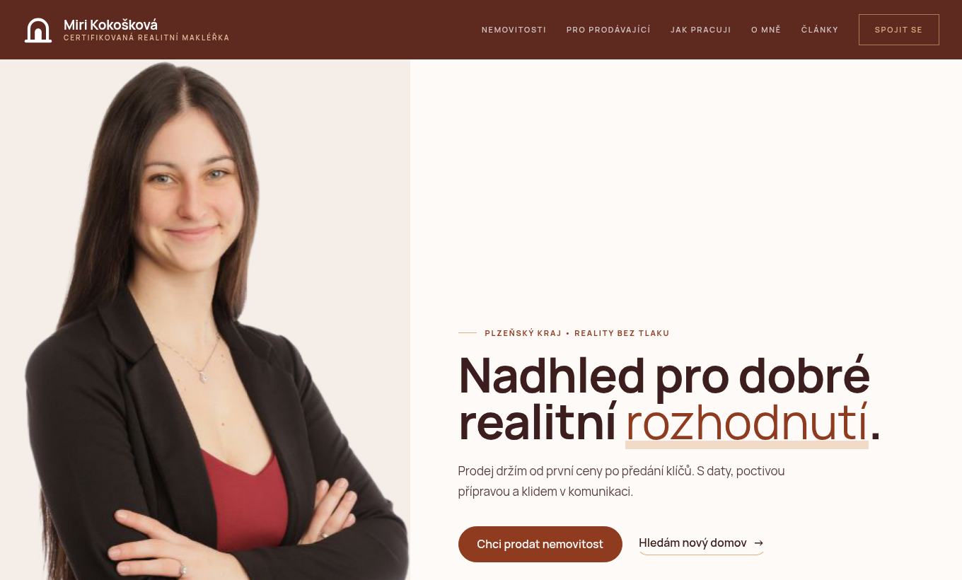 Stejný web v šabloně Terakota